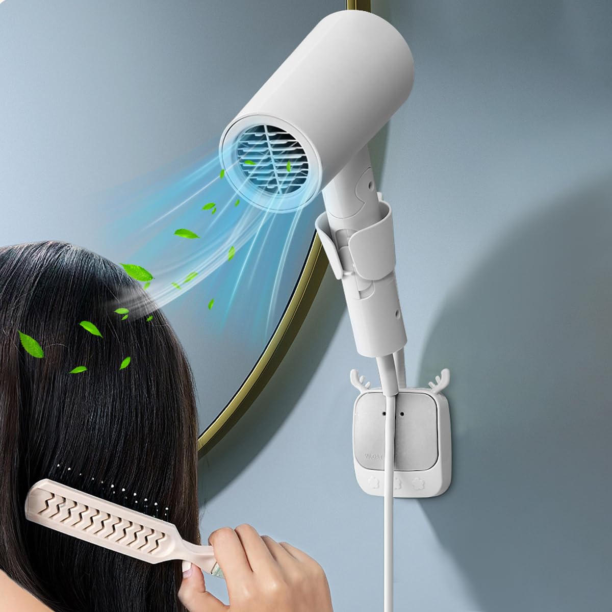 HASTHIP Hair Dryer Stand for Bathroom with 180 Degree Rotating Arm and Self Adhesive Mount