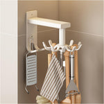 HASTHIP Multi Utensil Organizer for Kitchen with 360° Rotatable 10 Hooks and Carbon Steel Design