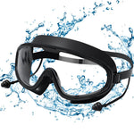 Proberos® Adult Swim Goggles, Big Frame Competition Professional Swim Goggles Swimming with Waterproof Earplugs, Leakproof Anti-fog UV Protection Diving Goggles for Surfing, Kayaking, Black