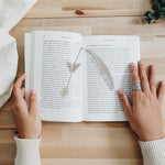 HASTHIP Metal Feather Bookmark Glow in The Dark, Bookmarks for Books, 3D Silver Butterfly Four Leaf Clover Bookmarks, Bookmark Gift for Teachers Women Student, Mothers Day, Christmas