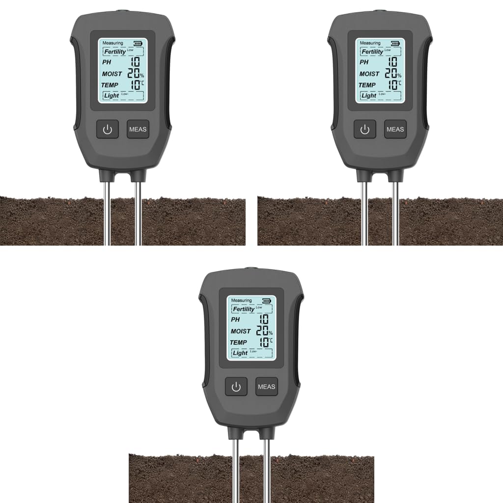 HASTHIP Soil Meter for Fertility Moisture pH Temp and Sunlight with Dual Probes | LCD Display