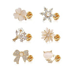 HASTHIP® Alfileres de Broche para Mujer,6 Piezas Broches con Perla y Diamantes de Imitación,Broches Metálicos Aleación para Camisa Chal Suéter o Sari Joyas Elegantes Regalo
