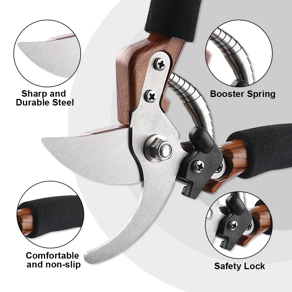 HASTHIP Hand Pruner Cutter for Gardening with Safety Lock and High Hardness Steel Blades