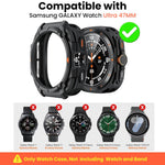 ZORBES® for Samsung Galaxy Watch Ultra 47mm(2024/2025) Case, Rugged Sport Watch Case, Durable Snap-on TPU Protective Cover with Full Edge Guard, Fashion Watch Guard Accessory, Black