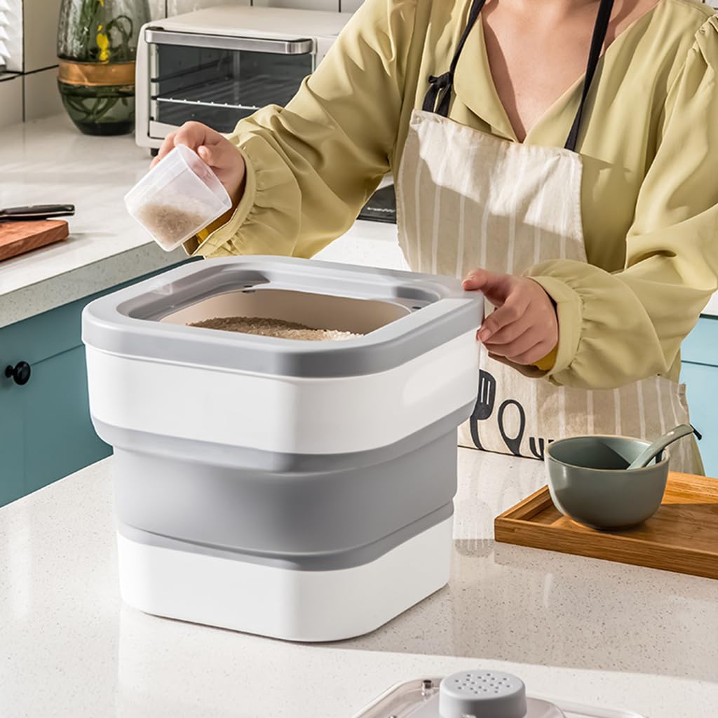 HASTHIP Collapsible Food Container for Dry and Pet Food with 11–27lbs Capacity | Transparent Lid and Airtight PP TPE Design