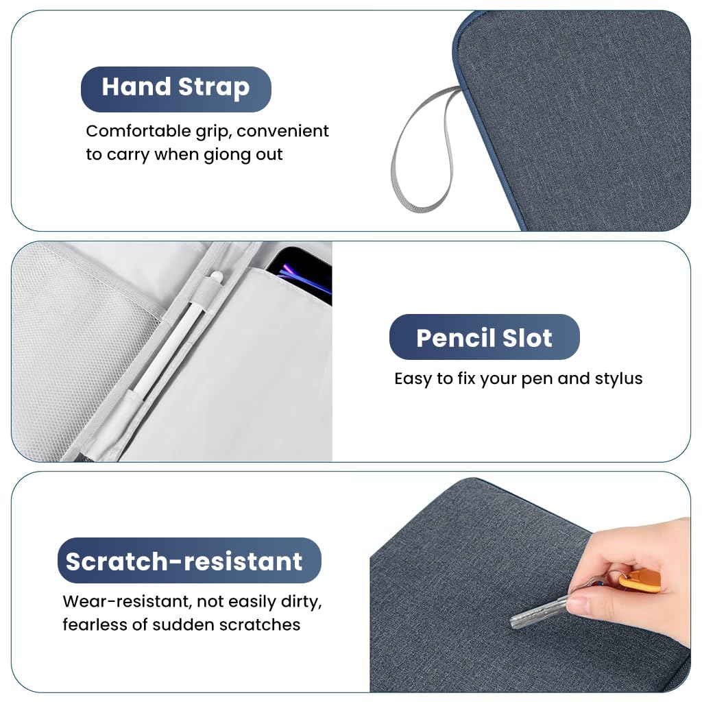HASTHIP® ZORBES Bolsa de Viaje para Tableta de 12.9 Pulgadas para iPad, Bolsa Impermeable con Cierre y Bolsillo de Malla, Acolchado Protector, Organizador Universal de tabletas, Azul