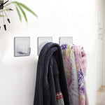 HASTHIP Adhesive Wall Hooks for Bathroom and Kitchen with 6.8kg Capacity | 8 Pcs 304 Stainless Steel No Drill Design