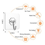 HASTHIP Wall Hooks 30 Pack for Bathroom and Kitchen | Strong Self Adhesive Clear Design