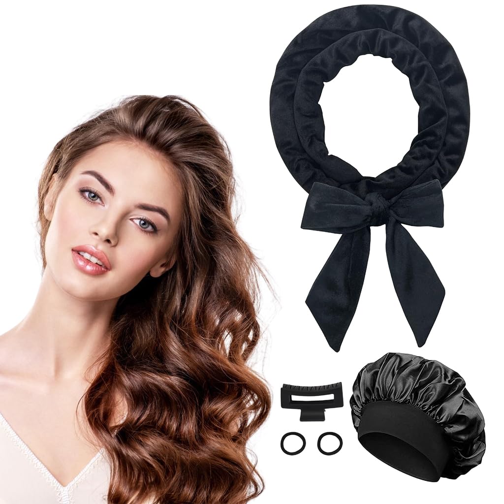 HASTHIP® No Heat Curling Rod Headband, No Heat Hair Curlers Overnight Velour Hair Curls Roller Wrap for Women with Long Hair