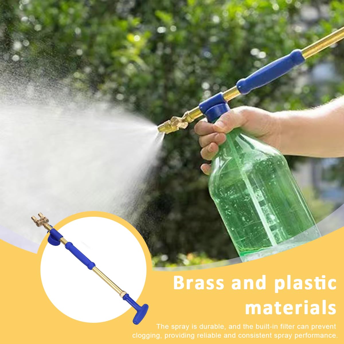 HASTHIP Manual Garden Sprayer for Gardening and Cleaning with Dual Nozzles | 3 PCS Brass Pump Attachment