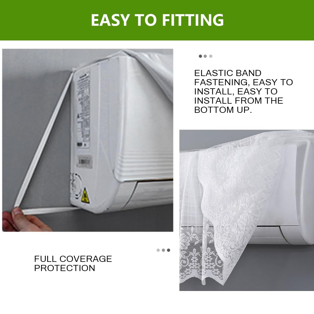 HASTHIP Dust Cover for 1-1.5p Split Air Conditioner featuring Floral Lace and Even Airflow | 3 PCS Reusable Polyester