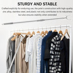 HASTHIP Retractable Clothesline Pole for Laundry with Zinc Alloy Prongs 32.6–56.2 in Adjustable Stainless Steel Rod Grey