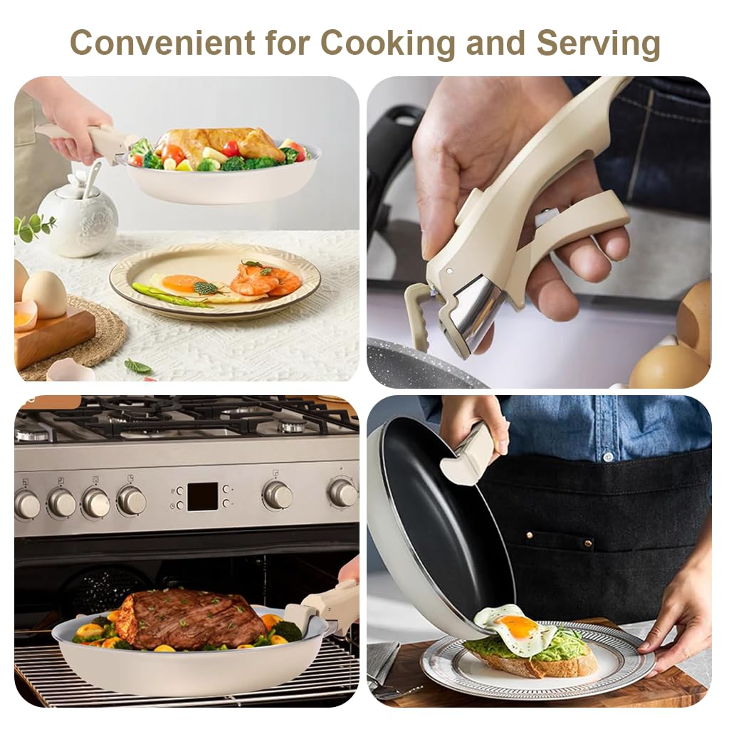HASTHIP Secure Anti Slip Handle for Handleless Cookware featuring Squeeze to Lock Grip | Heat Resistant One Button Release