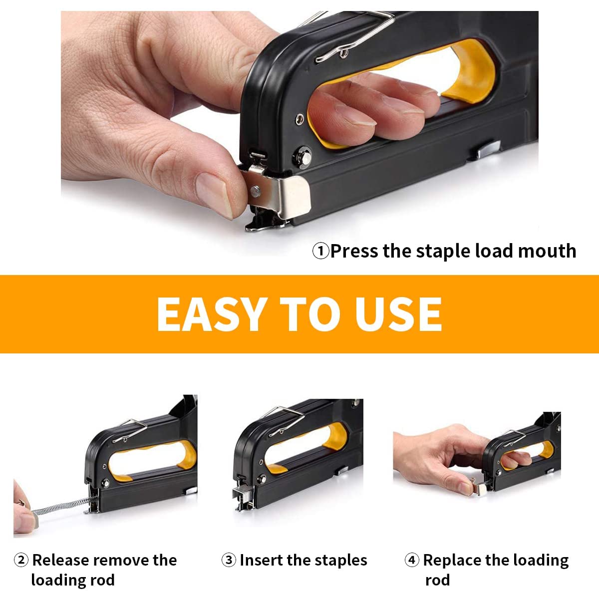 Heavy Duty Staple Gun, 3 in 1 Heavy Duty Stapler Staple Gun with Stapler Remover and 2100Pcs Staples, Tracker Machine with Pins Staple and Nail Gun for Wood Furniture Woodworking SofaSeat Cover Repair