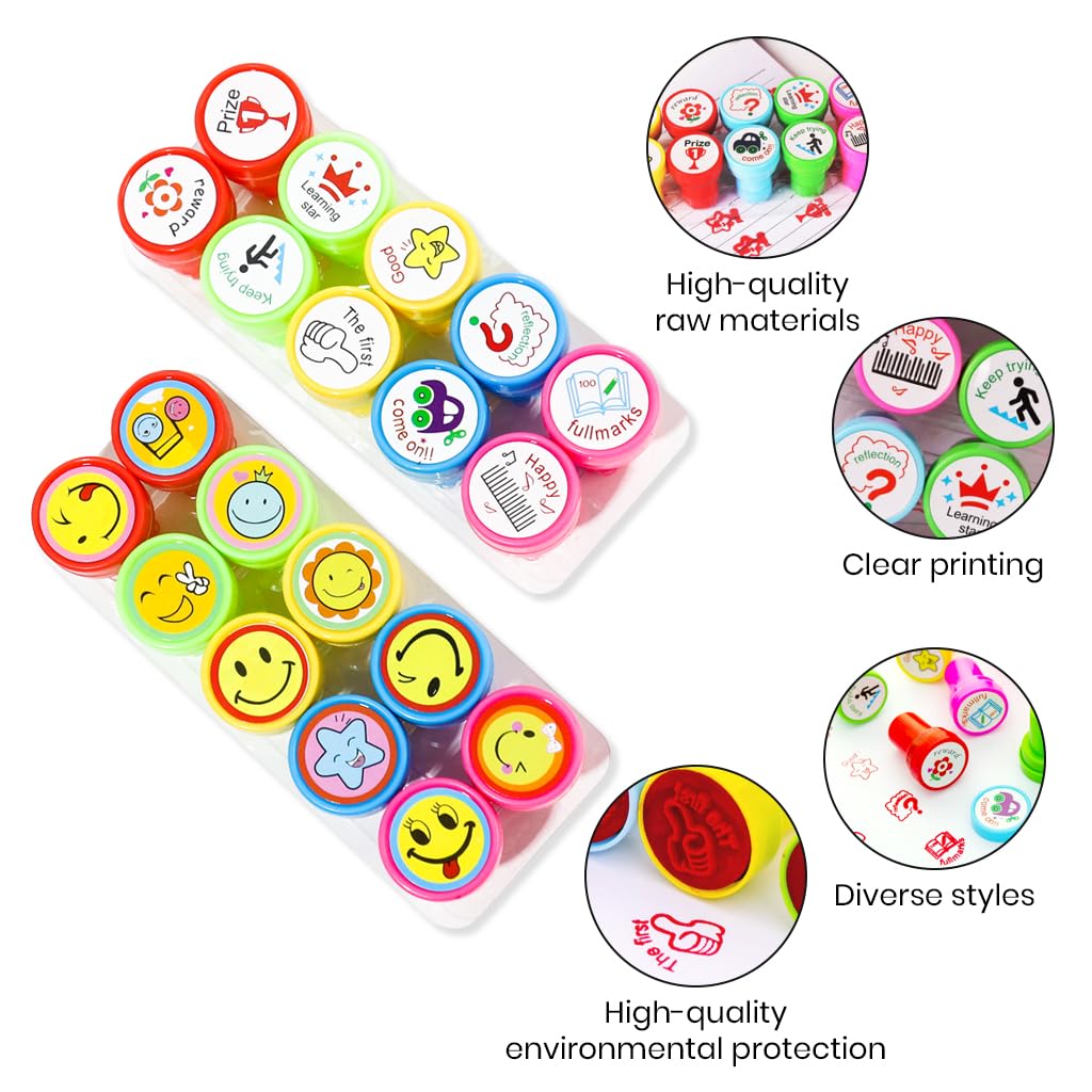 HASTHIP Kids Reward Stamps for Classroom Motivation featuring 20pcs Quick Dry Pre Inked Designs