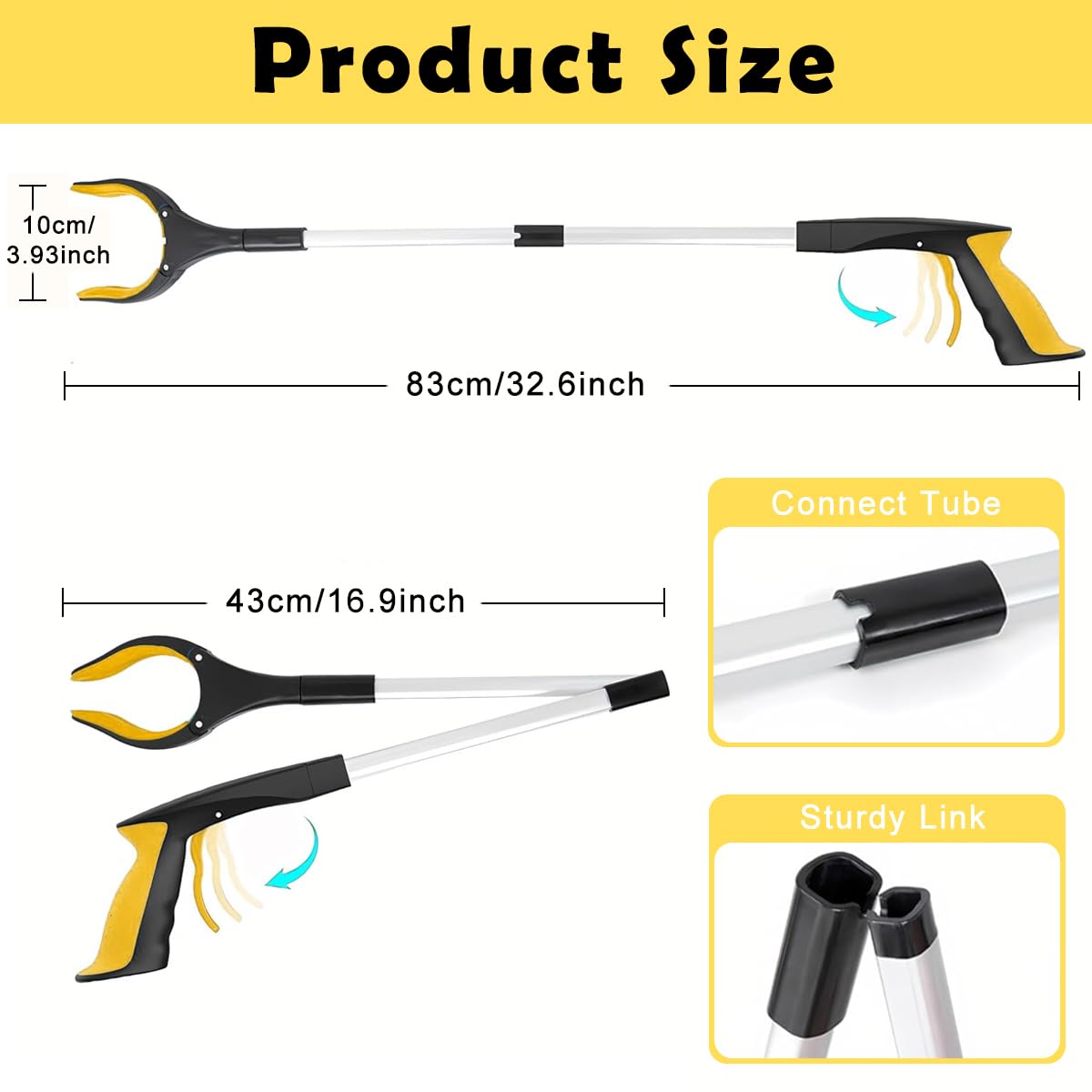 HASTHIP Grabber Reacher Tool 32.6 Inch for Picking Up Litter with Magnet and Ergonomic Handle