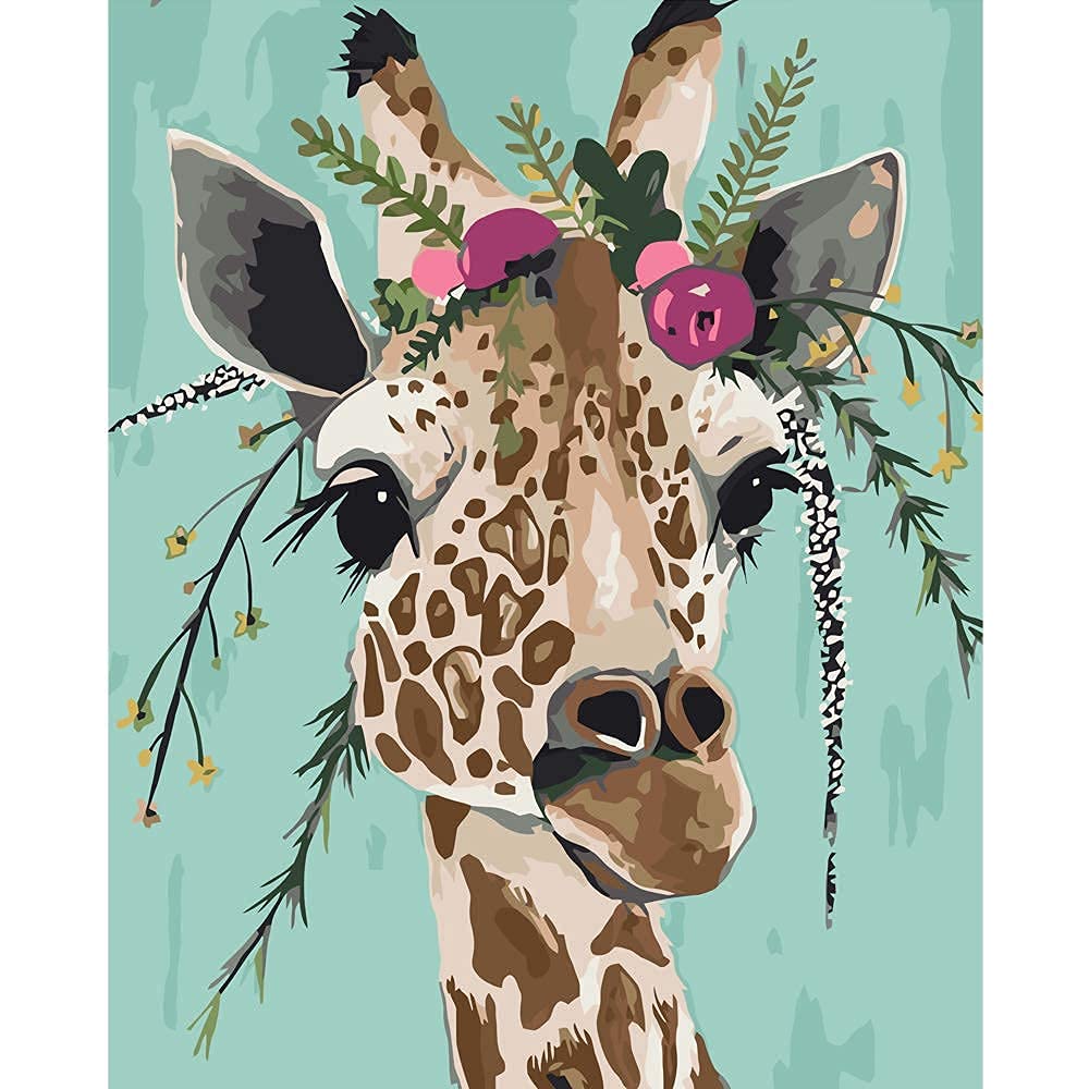 HASTHIP Paint by Numbers Kit for Home Wall Décor with 16x20 in Canvas | Colorful Giraffe Design for Adults and Kids