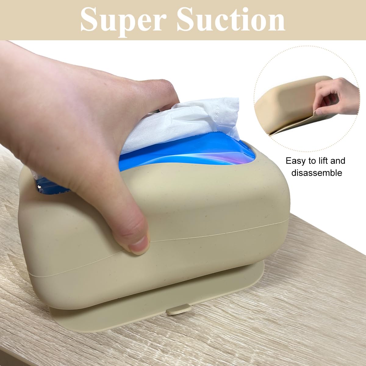 HASTHIP Silicone Suction Cup Tissue Box for Bathroom and Office featuring 160×105×65mm Secure Base | Space-Saving Under Desk Storage