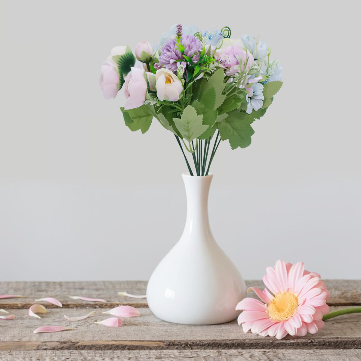 HASTHIP Artificial Flowers for Home Decor with 2 Pack 31cm Silk Peony Hydrangea Bunches