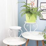HASTHIP Plant Stand for Indoor and Outdoor with 23x23cm Round Tray | White Iron 2 Pack