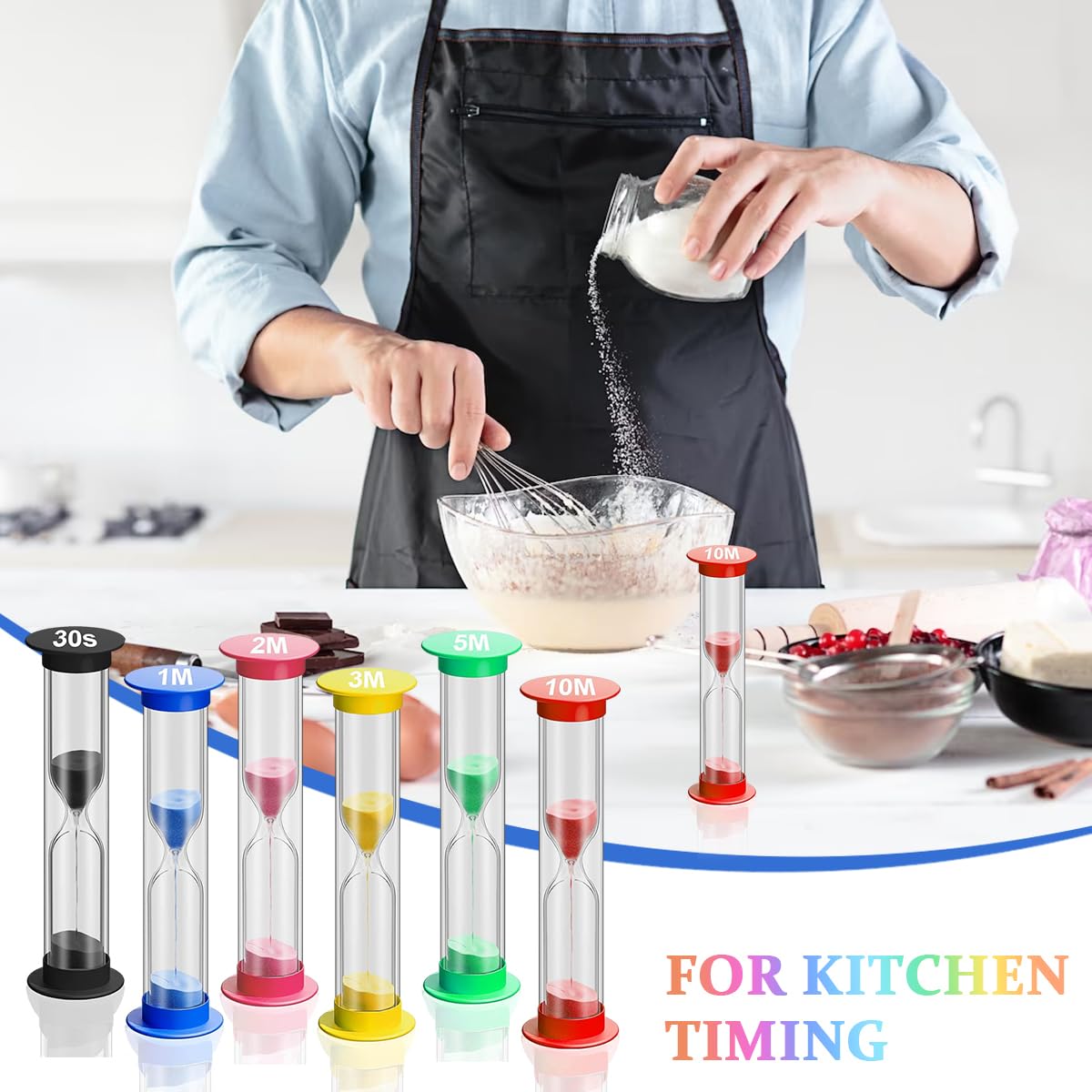 6PCS Small Sand Timer Hourglass Sandglass Sand Clock Timer 30sec / 1min / 2mins / 3mins / 5mins / 10mins(8.8cm High)