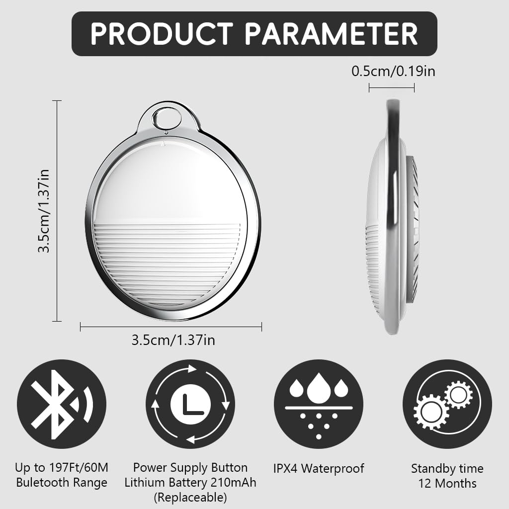 Loshall Tag Air Item Finder| BT Tracker| Global Tracking with Find My App on iPhones only| Find Keys, Wallets, Luggage, Pets, Gadgets etc.|