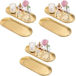 HASTHIP Trays for Bathroom and Kitchen Use with Elegant Golden Finish | 6PCS Stainless Steel Set