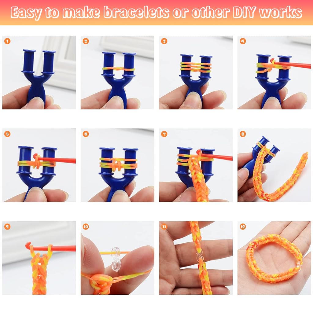 HASTHIP® Loom Bands Kit for Kids Girls,Rainbow Looms Rubber Band Craft Friendship Bracelet Making Loom Band Set With Braiding Tools,