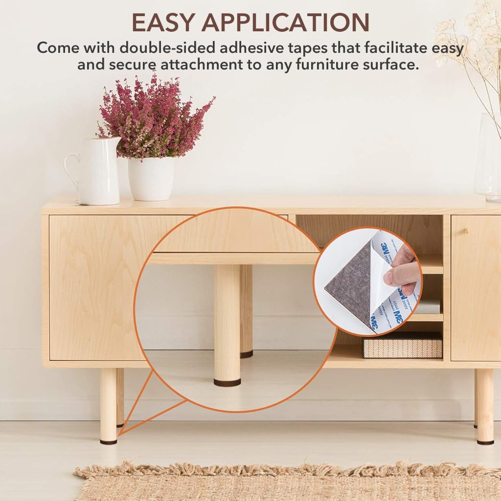 HASTHIP Furniture Felt Pads 4 Pack for Hardwood Floors with 3M Self Adhesive | Non Slip Cuttable Floor Protector