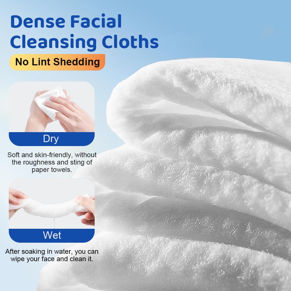 HASTHIP® Disposable Face Towel, 50 Count Ultra-Soft 1-Second Quick-Dry Face Towels, Gentle for Sensitive Dry Oily Skin,