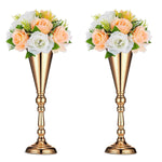 HASTHIP Tabletop Metal Wedding Flower Vase for Centerpieces with 16.5 in Height and Round Base | Luxury Golden Decor for Dining Table and Party