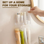 HASTHIP Wall Skincare Organizer for Bathroom and Kitchen featuring 4 Slot Acrylic Design | Drill Free Adhesive Holder