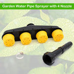 Garden Water Pipe Sprayer 4 Nozzle Irrigation Sprinkler Larger Irrigation Area Garden Sprayer Nozzle with Flow-Adjustment Connector