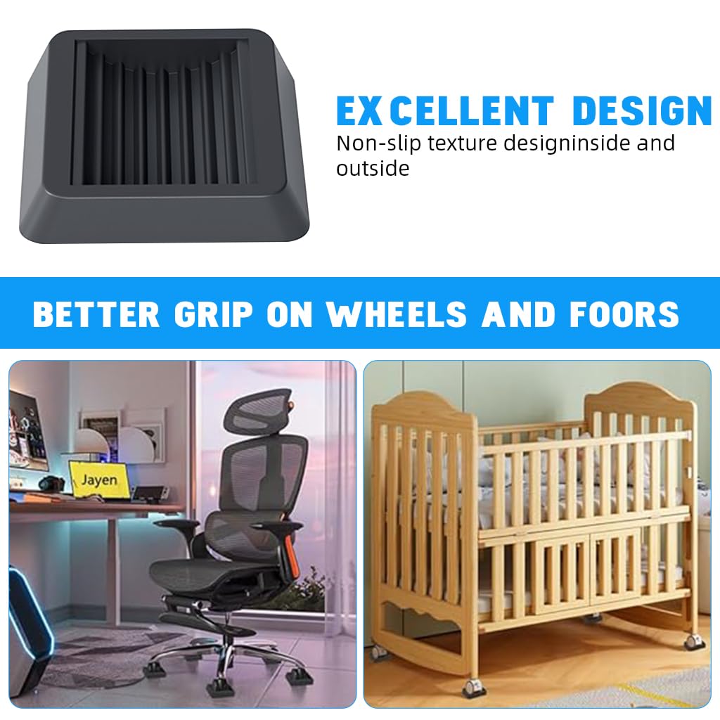 HASTHIP Caster Wheel Pads for Office Chairs and Furniture featuring 3.14 in Grooved Rubber | Non Slip Floor Protection