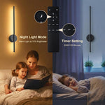 HASTHIP® 3-Color LED Wall Sconce 23.6in Luxury Golden Finish Modern Wall Stick Light Set, Dimmable Wall Lamp with Remote & Touch Control, USB Rechargeable Wall Lamp