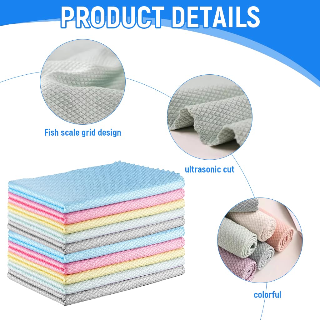 HASTHIP Kitchen Dish Cloth for Wet and Dry Cleaning with Streak-Free Polyester | Pack of 10 25x25cm Reusable Cloths