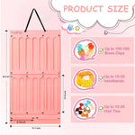HASTHIP Hair Bows Holder for Baby Girls with 16 Ribbons and 2 Snap Straps | Soft Felt Wall Organizer 26x13.7 in