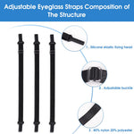 HASTHIP Glasses Straps Adjustable 23–40 cm with Silicone Sleeves and Elastic Nylon | 9 Pcs Set for Adults Sunglasses