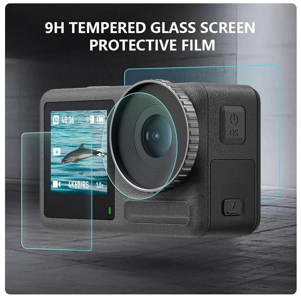 HASTHIP® Screen Protectors Lens Protector for DJI OSMO ACTION 4, Anti-glare HD Tempered Glass Screen Protectors with Removable Lens Cover, 9H Tempered Glass Screen Protectors for OSMO ACTION 4