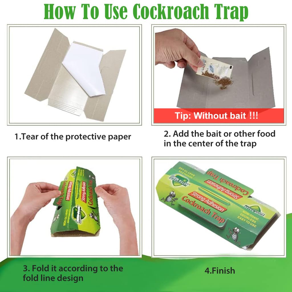 HASTHIP® Cockroach Killer Gel for Home Strong, Strong Adhesive Cockroach Killer, Pesticide Free Cockroach Repellent/Cockroach Trap, Safe & Easy Cockroach Trap for Kitchen, Room, Office (10 Pcs )