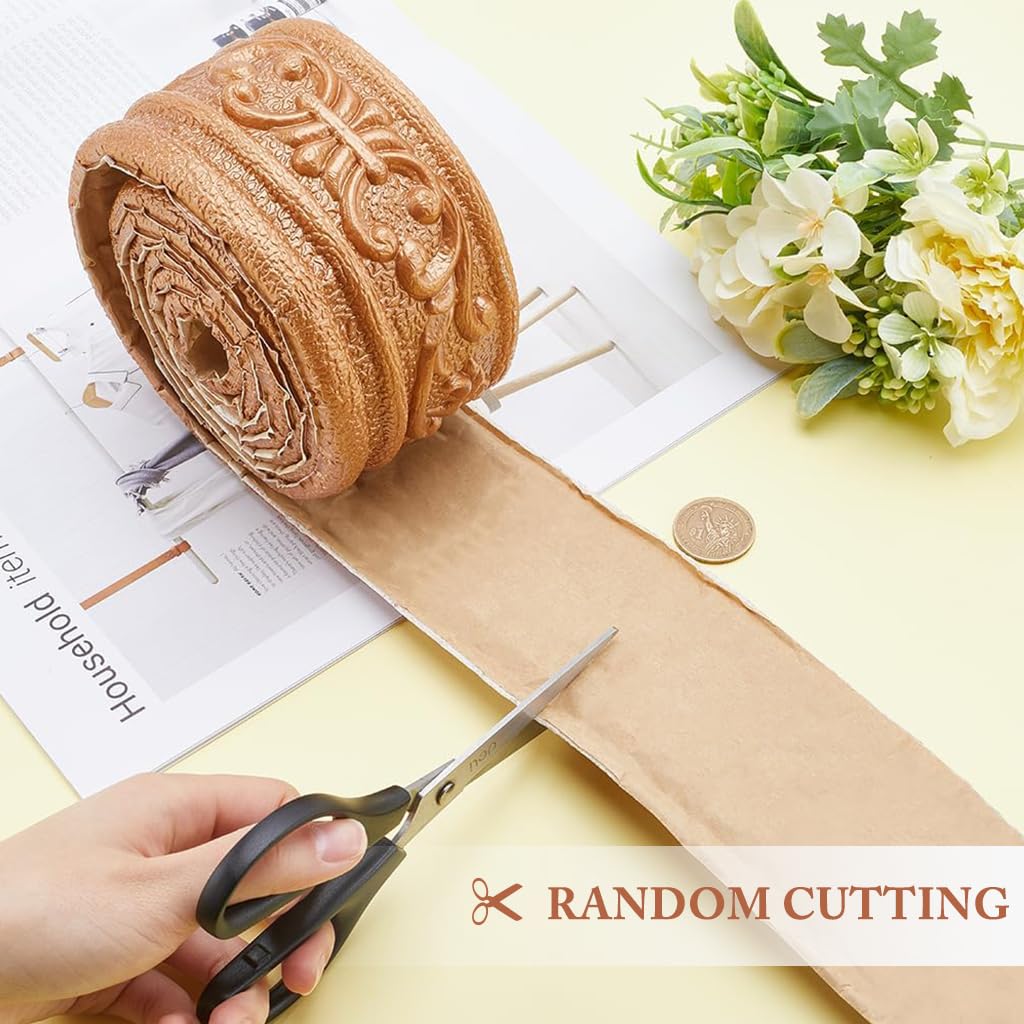 HASTHIP Wall Border Sticker for Home Decor with 3D Embossing and 30 ft Peel Stick Foam Trim Brown