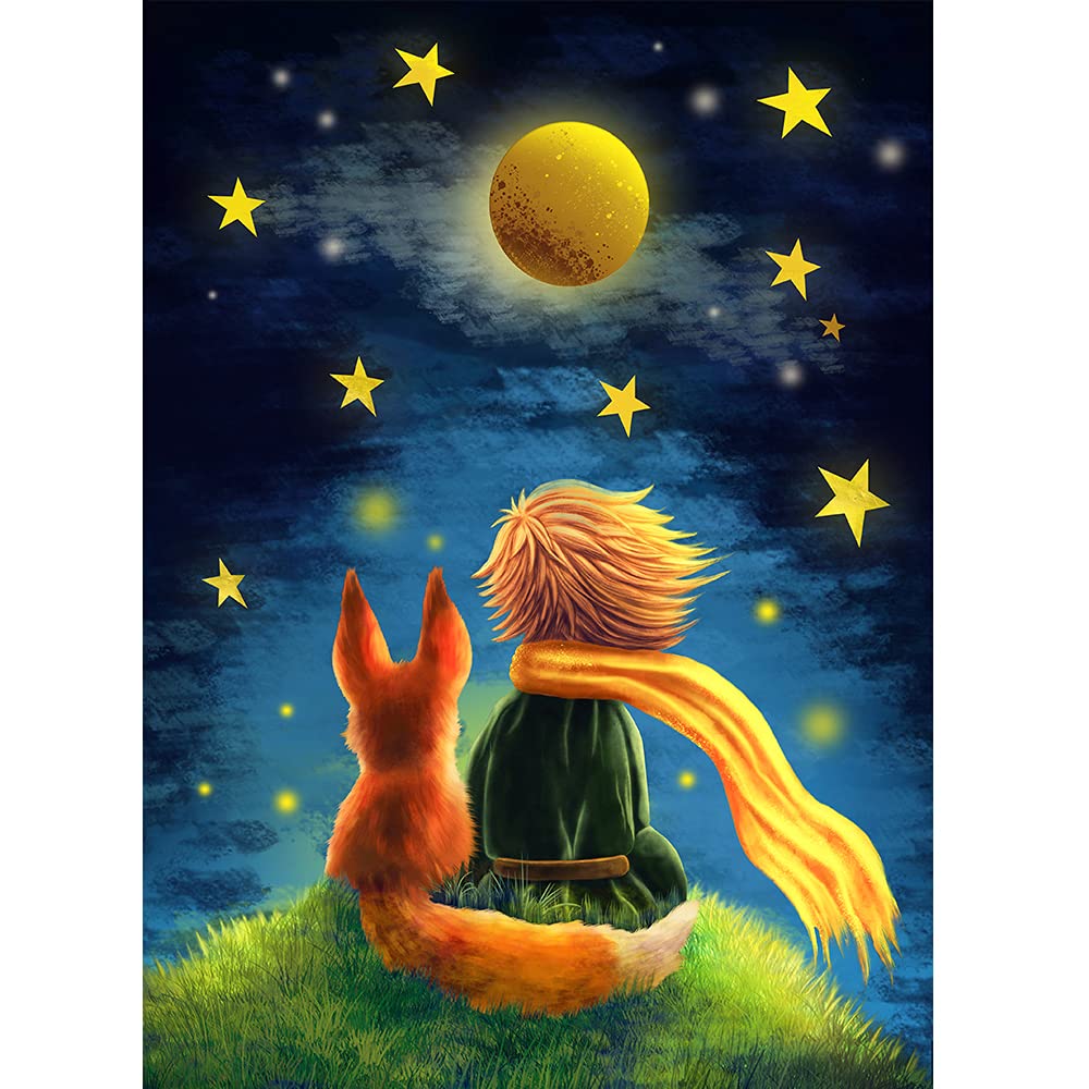 Diamond Painting Kit, 12x16inch The Little Prince and Wolf 5D Diamond Painting Kit for Adults & Kids, Very Suitable for Home Leisure and Wall Decoration, Gift for Kids and Adults