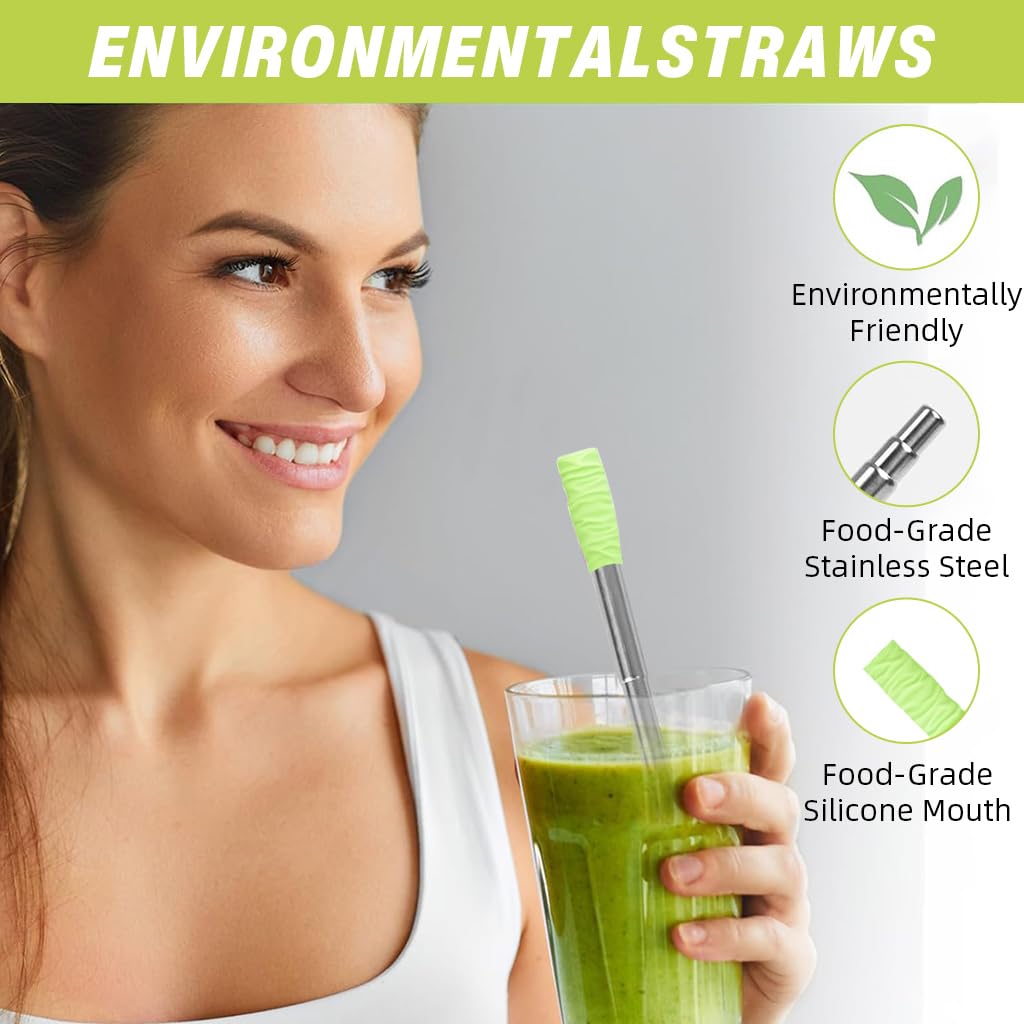HASTHIP Reusable Straw for Travel with 3.8–8.3 in Retractable Design and Cleaning Brush | 304 Stainless Steel Eco Set