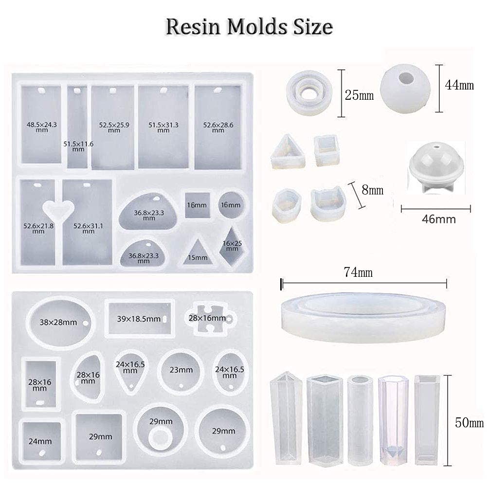 HASTHIP Resin Casting Mold Kit Silicone Mold Making Jewelry Pendant Mould Craft Diy Set Mould For Resin Art, Christmas Gifts(94 Pcs), Multi-Colour