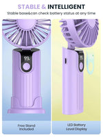 HASTHIP® USB Handheld Fan Mini Desk Fan Neck Fan with Detachable Neck Strap 3 in 1 Variable USB Cordless 5000mAh Portable Pocket Cooling Fan for Travel, Hiking, Office, Purple