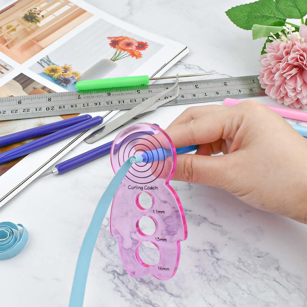 HASTHIP Paper Quilling Kit for DIY Crafts with 900 Strips and Complete Tool Set | Multi Color Designs