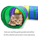 HASTHIP® Juguete Túnel para Gatos 3 en 1 Arcoíris Plegable con Papel Crujiente y Pelota,Tubo Interactivo para Mascotas Pequeñas,Ejercicio Escondite y Entrenamiento Interior Exterior