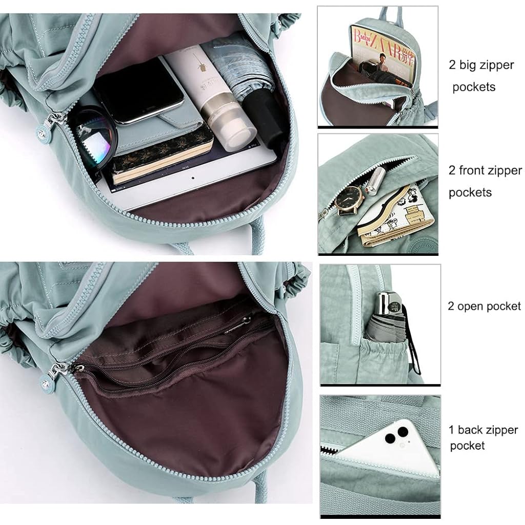 HASTHIP® Mochila para Mujer de Nylon Antirrobo, Mochila Escolar Casual Impermeable Multiusos de Gran Capacidad para Viaje, Diario y Universidad