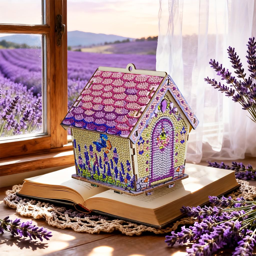 HASTHIP Diamond Painting Cabin Model DIY Wood and Crystal Mosaic House Kit for Home Display