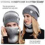 HASTHIP® Winter Caps for Women, Fleece Lined Women's Beanie Cap Hat with Neck Scarf,